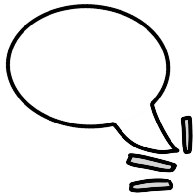 a white speech bubble with three small lines coming from near the tail